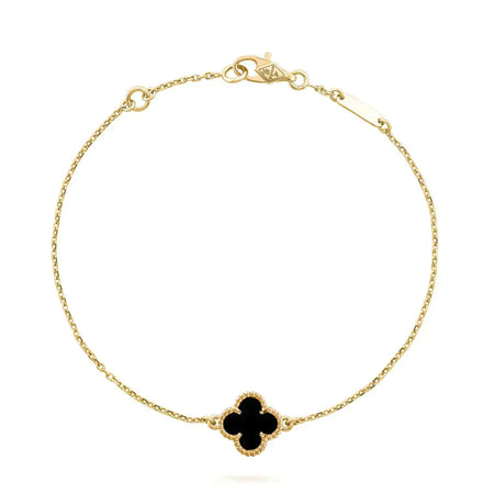 [Amore Jewels]CLOVER ONYX SINGLE FLOWER BRACELET