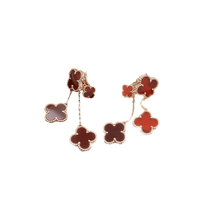 [Amore Jewels]CLOVER EARRINGS CARNELIAN 4 MOTIFS PINK GOLD