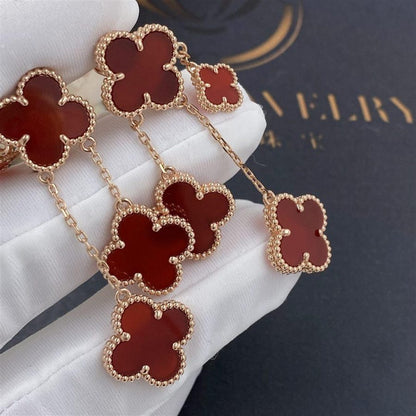 [Amore Jewels]CLOVER EARRINGS CARNELIAN 4 MOTIFS PINK GOLD