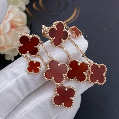 [Amore Jewels]CLOVER EARRINGS CARNELIAN 4 MOTIFS PINK GOLD