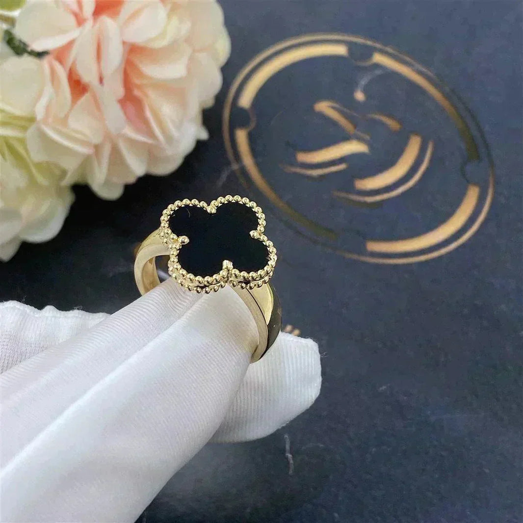 [Amore Jewels]CLOVER ONYX RING