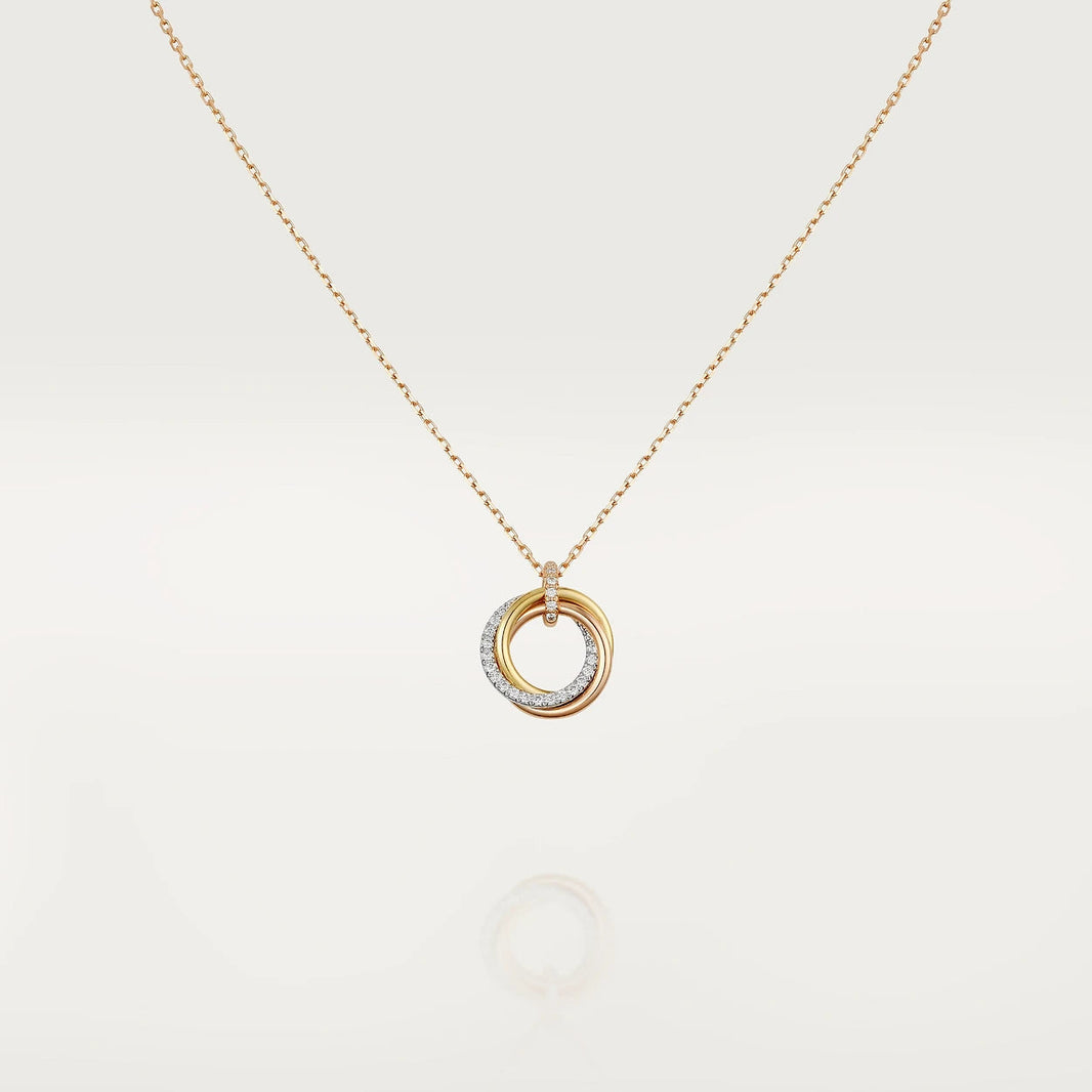 [Amore Jewels]TRINITY NECKLACE SILVER GOLD PINK GOLD DIAMONDS
