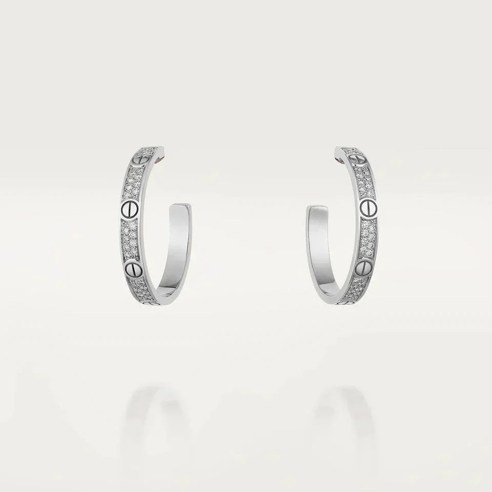 [Amore Jewels]LOVE DIAMOND SILVER HOOP EARRINGS