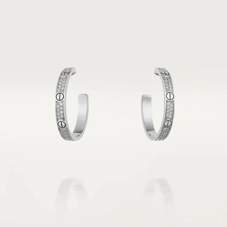 [Amore Jewels]LOVE DIAMOND SILVER HOOP EARRINGS