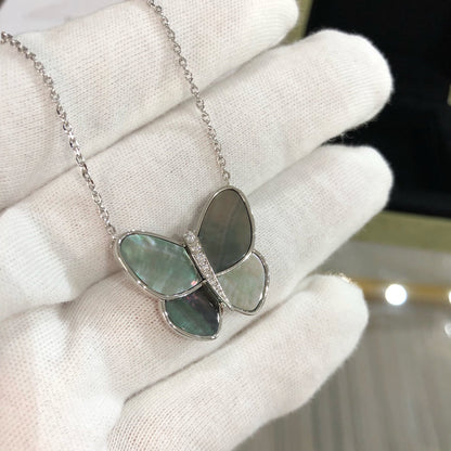 [Amore Jewels]LARGE BUTTERFLY SILVER PENDANT DIAMOND NECKLACE