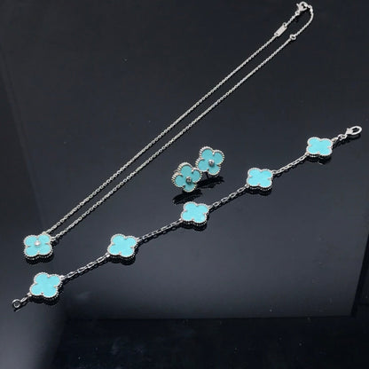 [Amore Jewels]CLOVER 1 DIAMOND BLUE SKY SILVER EARRINGS