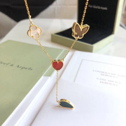 [Amore Jewels]LUCKY SPRING 4 MOTIFS ROSE GOLD NECKLACE