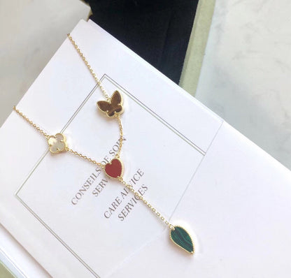 [Amore Jewels]LUCKY SPRING 4 MOTIFS ROSE GOLD NECKLACE