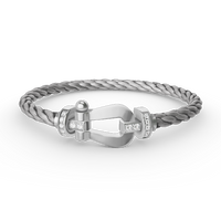 [Amore Jewels]FORCE LARGE HORSESHOE HALF DIAMOND BRACELET SILVER