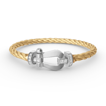 [Amore Jewels]FORCE LARGE HORSESHOE HALF DIAMOND BRACELET SILVER