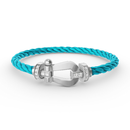 [Amore Jewels]FORCE LARGE HORSESHOE HALF DIAMOND BRACELET SILVER