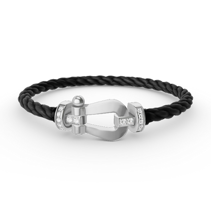 [Amore Jewels]FORCE LARGE HORSESHOE HALF DIAMOND BRACELET SILVER