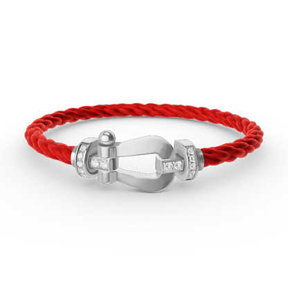 [Amore Jewels]FORCE LARGE HORSESHOE HALF DIAMOND BRACELET SILVER