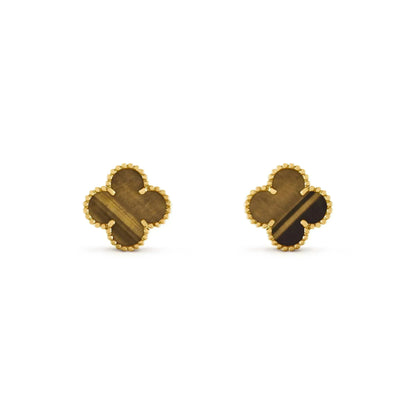 [Amore Jewels]CLOVER MEDIUM 1 MOTIFS TIGER EYE EARRINGS